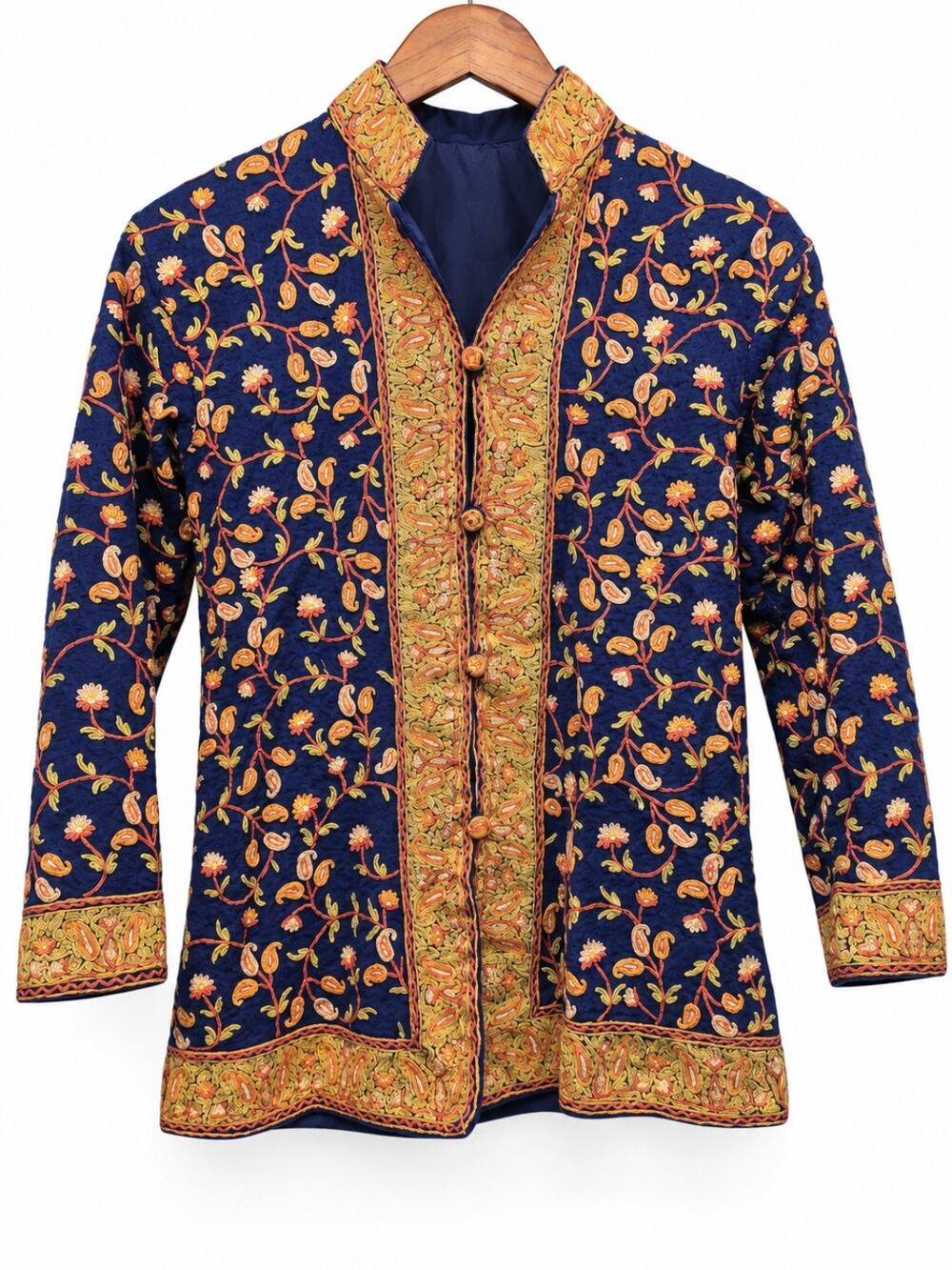 Vintage Navy Embroidered Paisley Floral Jacket Women’s XS Small Boho